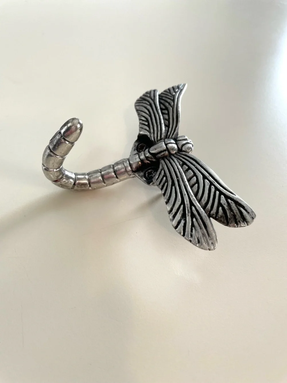 Dragonfly Wall Hook - Silver Decorative Wall Decor